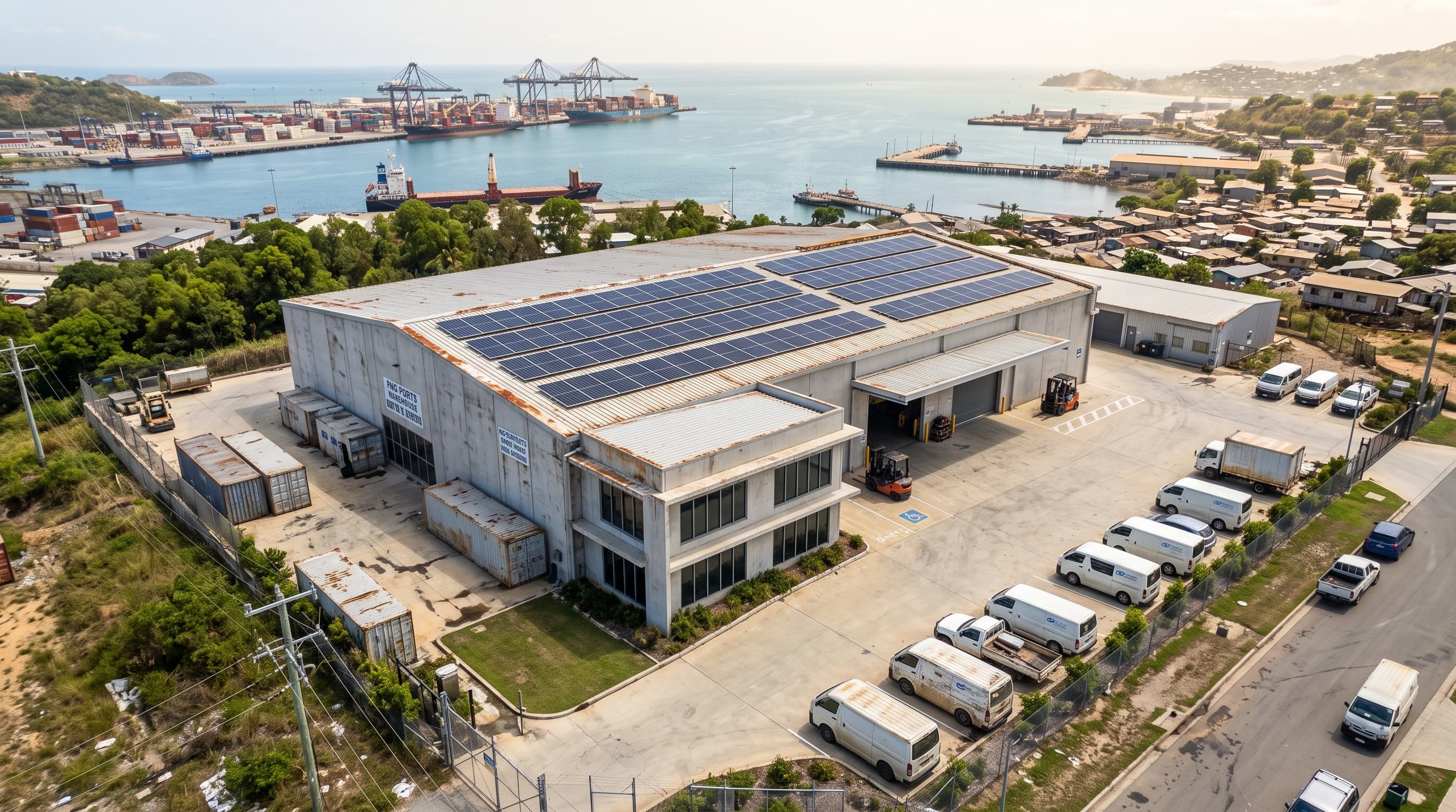 Commercial solar array on PNG warehouse